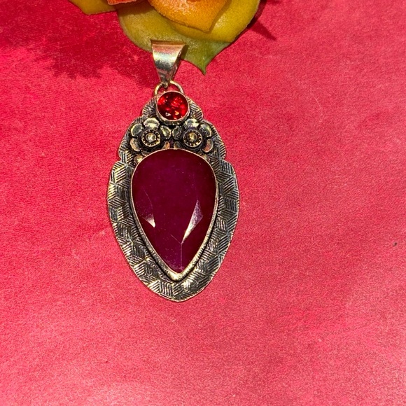 Ruby & Garnet Silver Pendant - Picture 1 of 10